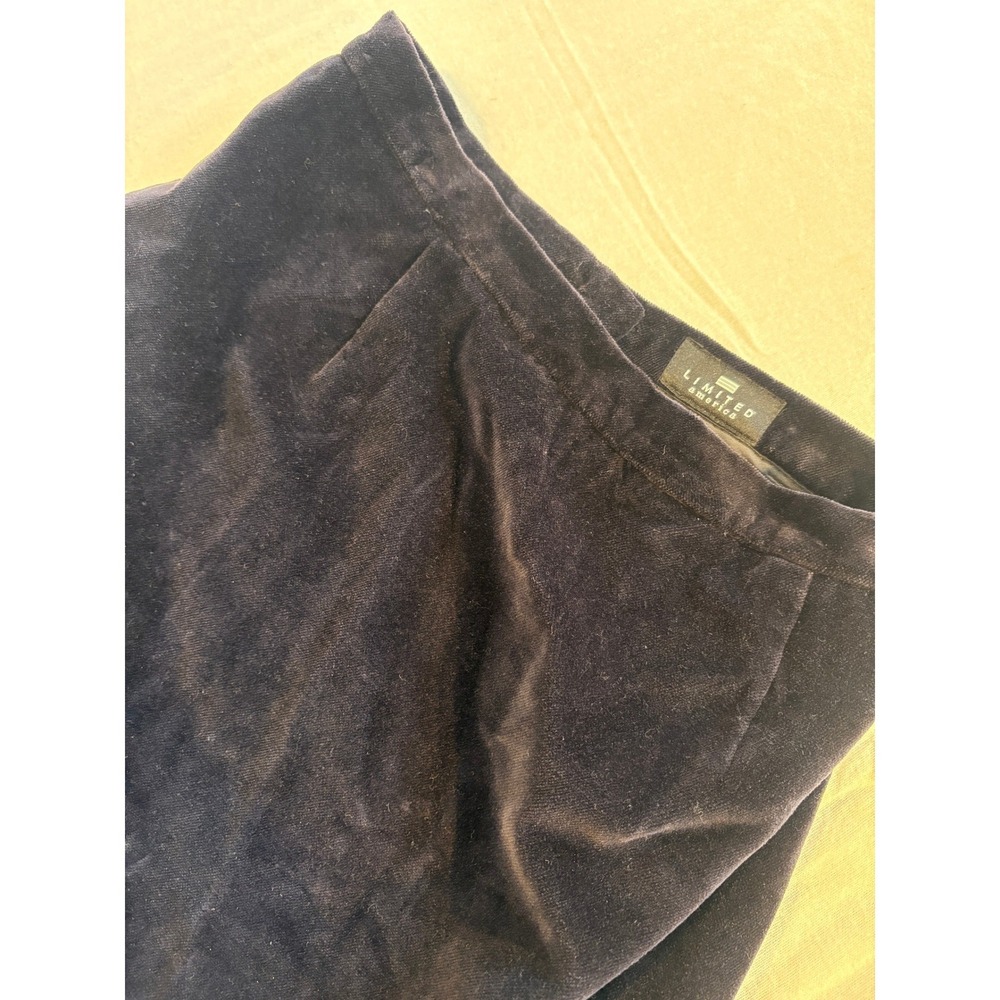 Vintage Limited America Velvet Mini Skirt High Waist Navy Slit Back Zip Size‎ 4 - Picture 10 of 11